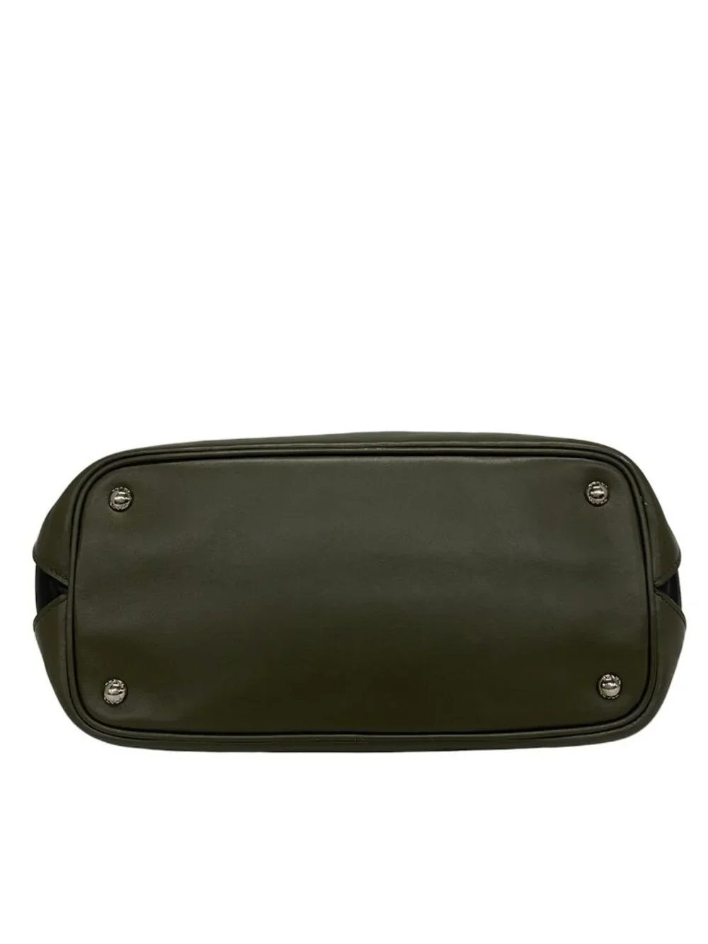 Prada Tote Khaki Black Leather